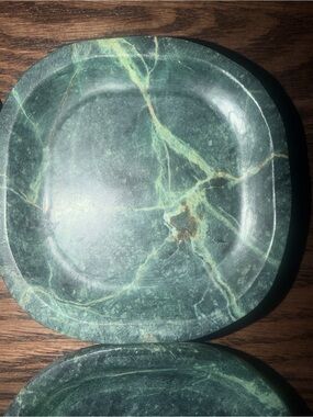 Crate & Barrel Green Marble Coasters - Set of 4